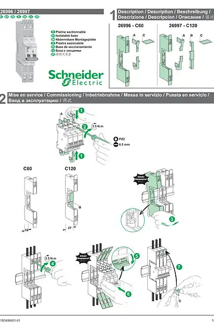 schneider施耐德Multi9 C60和C120的可隔离底座-说明书